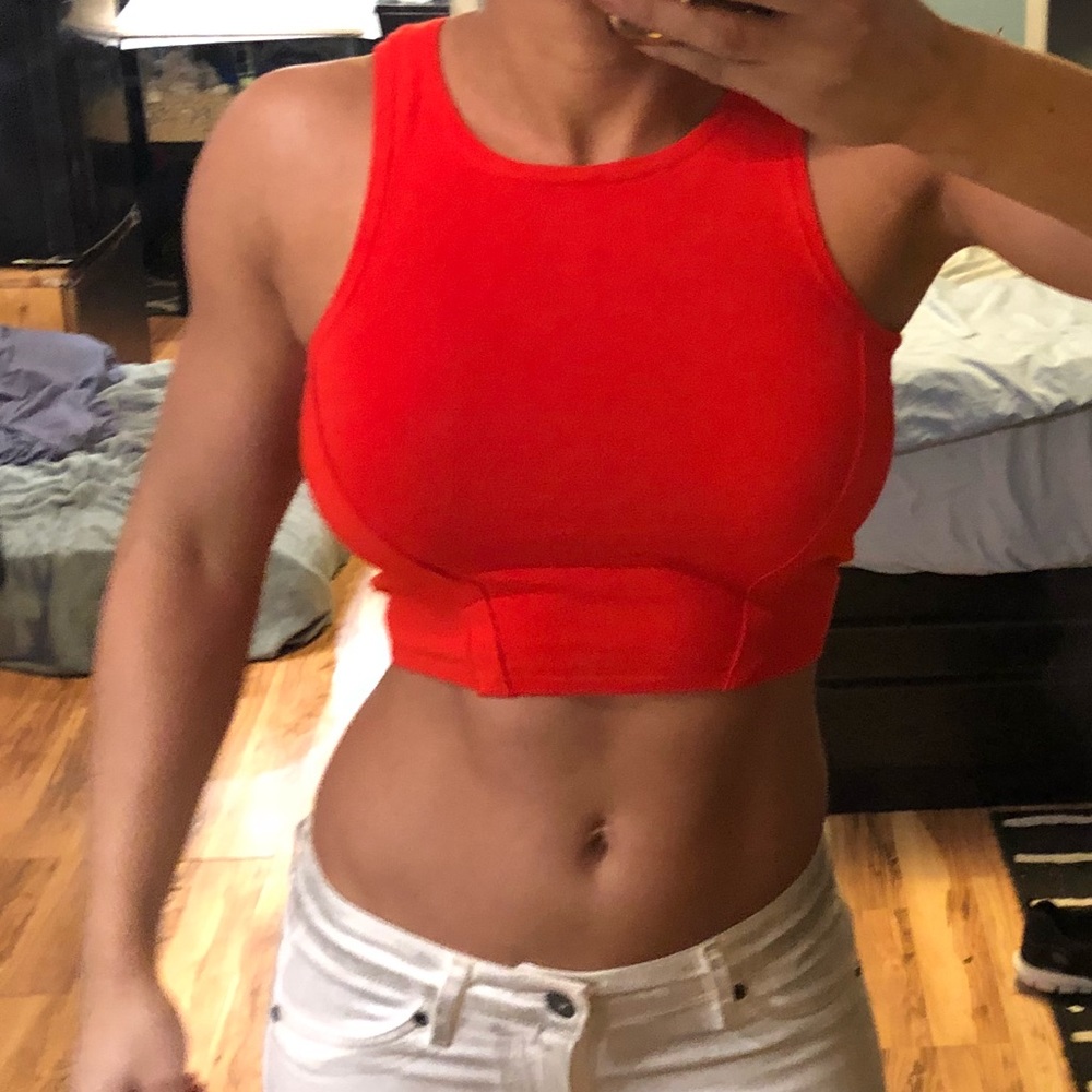 Bebe crop top, a bright orange red, HOT!